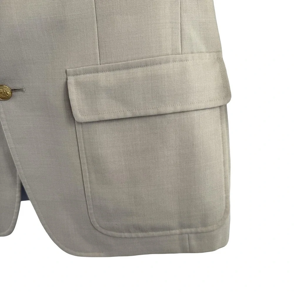Vintage Palm Beach Blazer Mens Large Beige Wool Gold Button Classic USA 90s